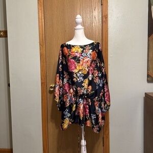 Chaps Size 2X Multi-Color w/Floral Print w/Kimono Sleeves Blouse - EUC